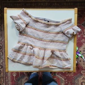 American Eagle off shoulder ruched crop top